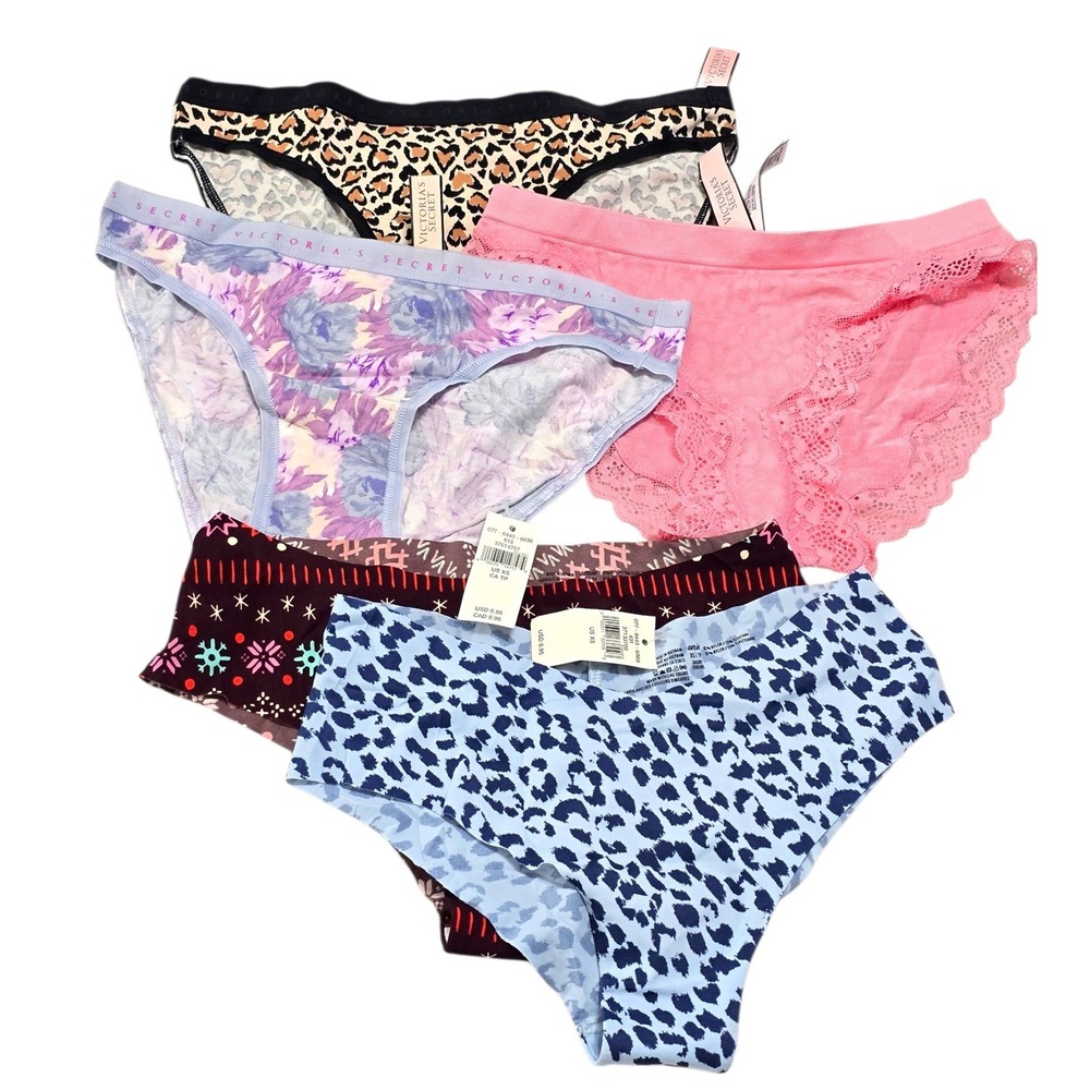 Victoria's Secret Aerie Underwear Lot 5 Pairs XS NWT Leopard Floral Lace Cheeky‎